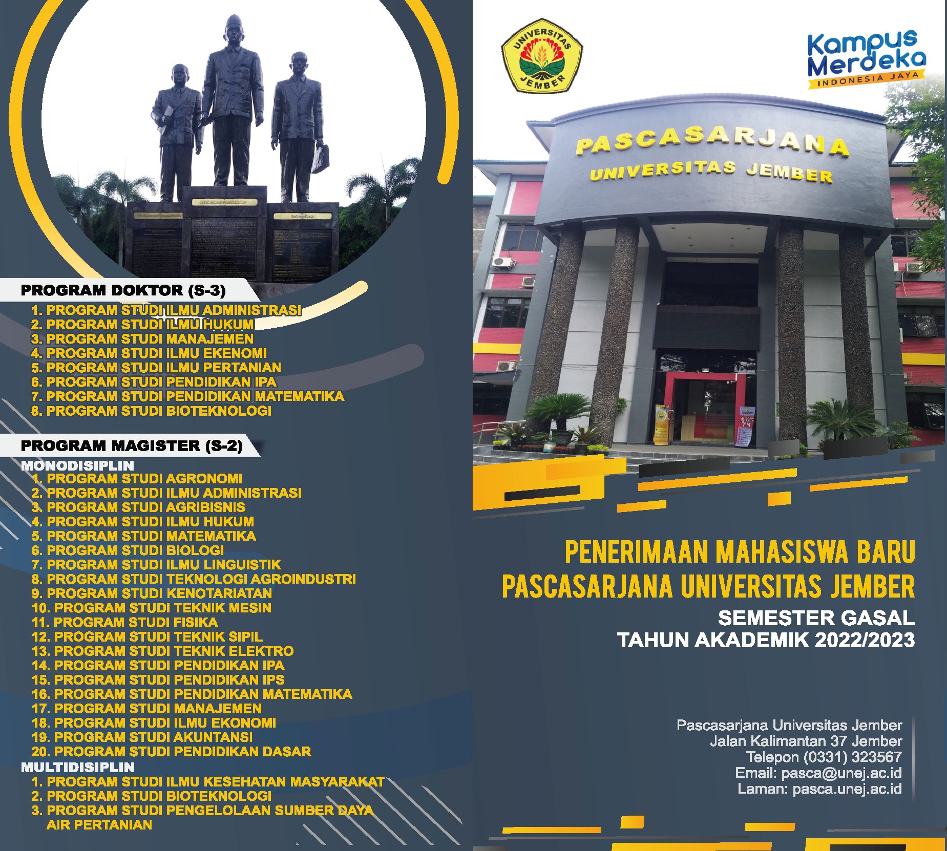 Brosur Penerimaan Mahasiswa Baru Pascasarjana Semester Gasal Tahun Akademik 2022/2023